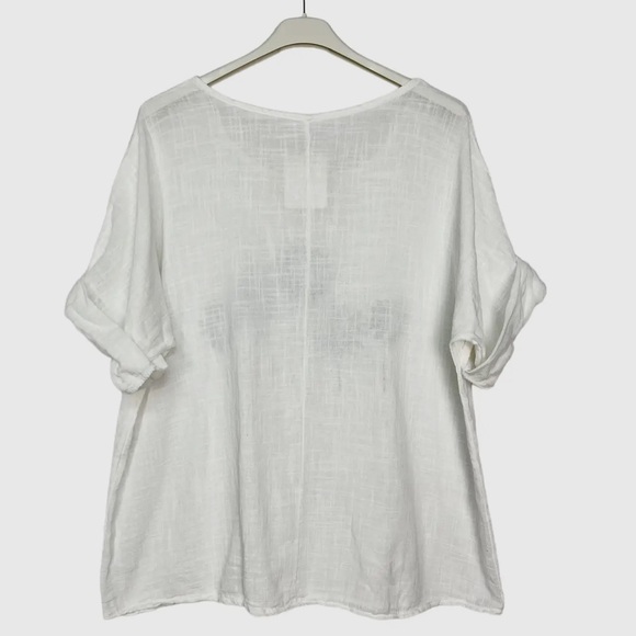 26 Made in Italy Linen Cotton Light Weight Top With Flower Pattern - Picture 2 of 2